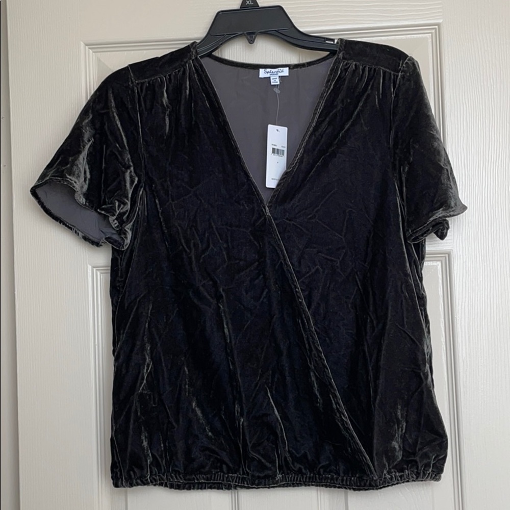 NWT Splendid v-neck velvet holiday top size M
